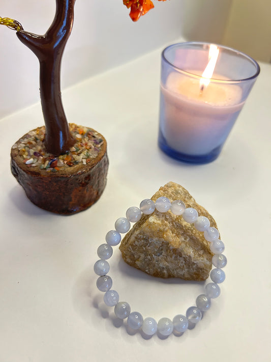 Blue Lace Agate Crystal Bracelet