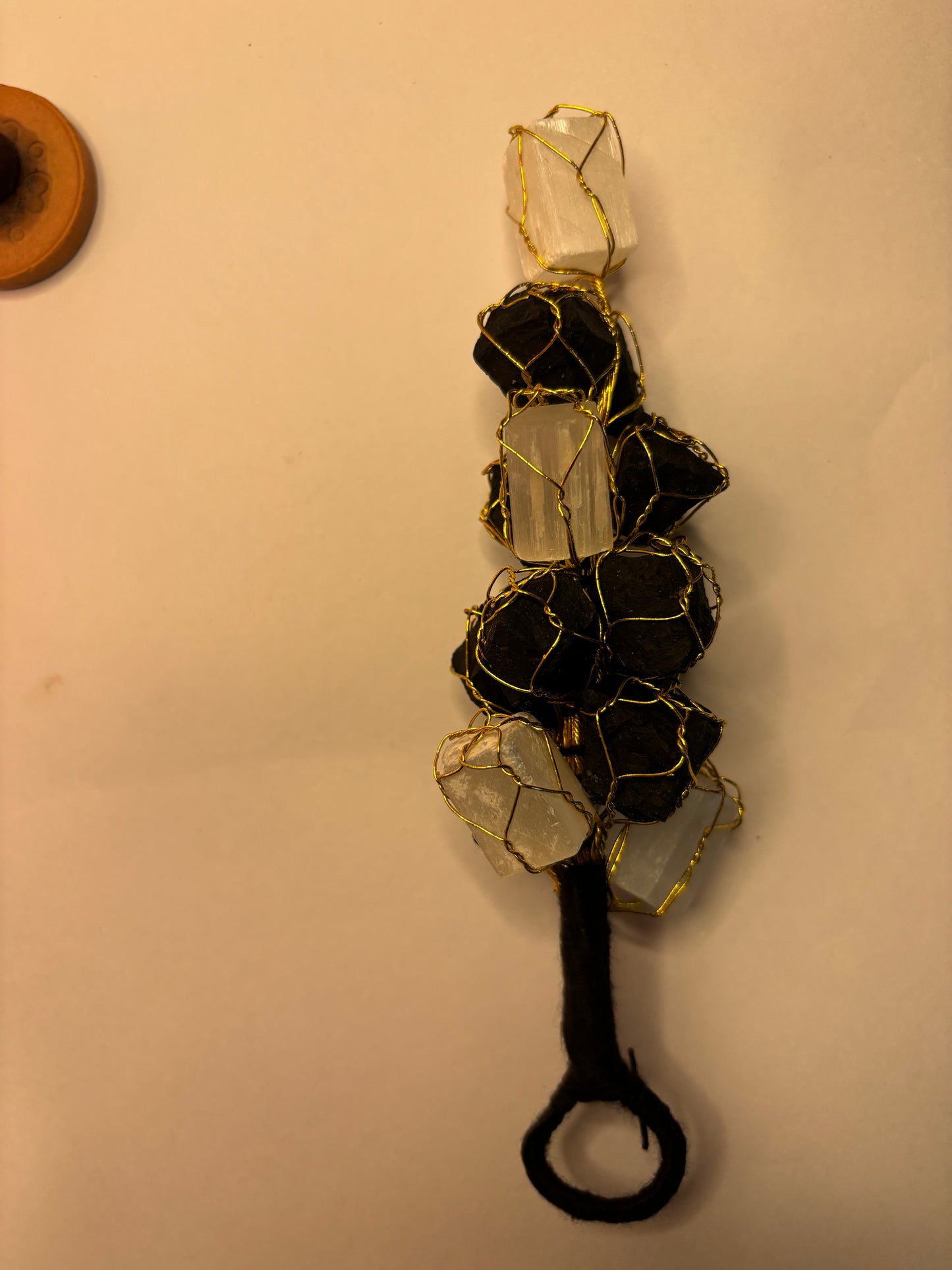 Black Tourmaline & Selenite Crystal Hanging