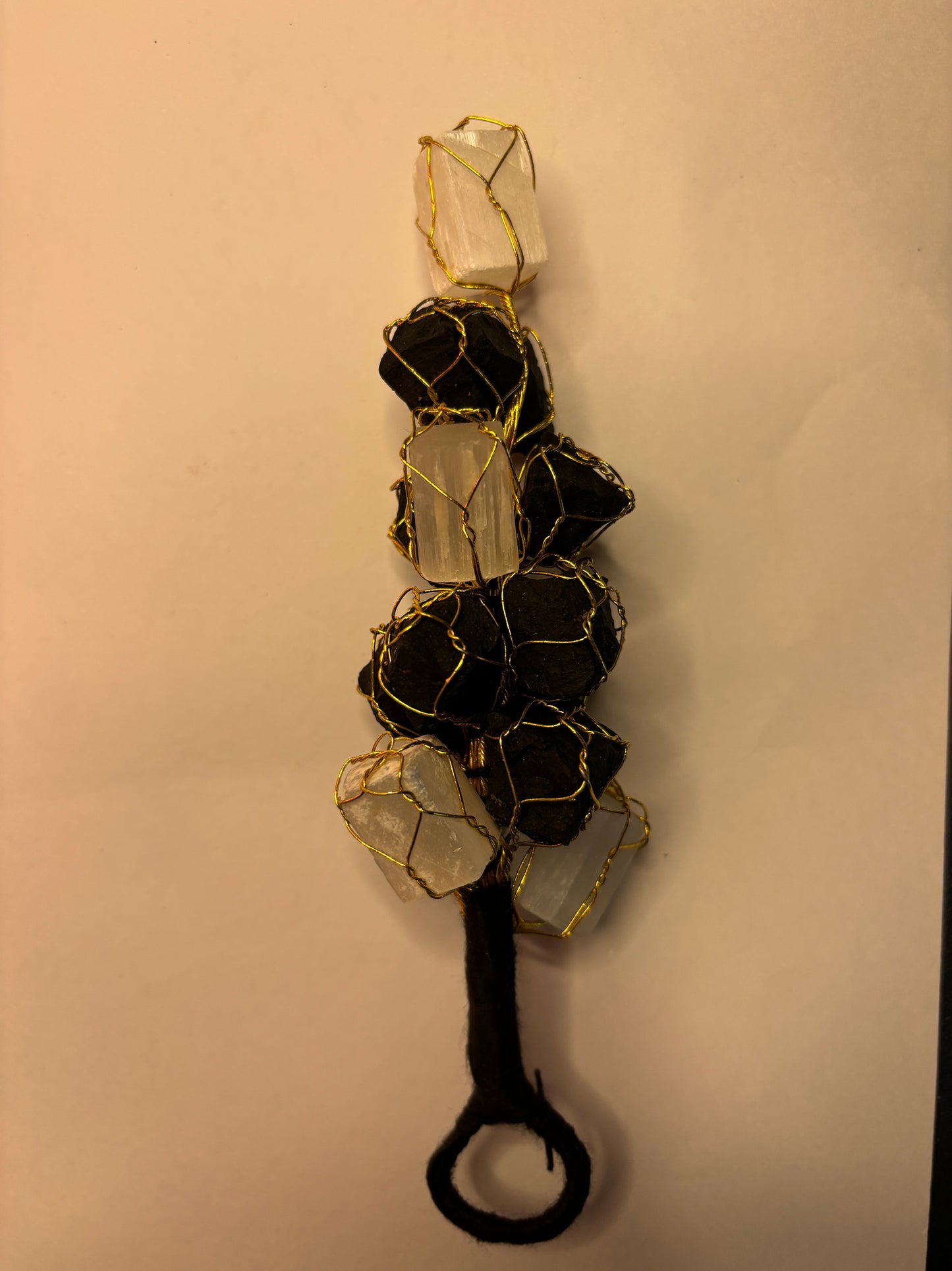 Black Tourmaline & Selenite Crystal Hanging